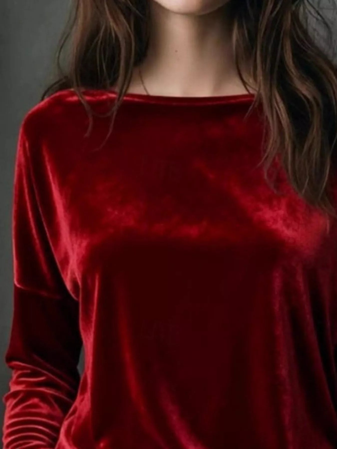 Full Size Velvet Long Sleeve T-Shirt Plus Size nicholesgifts