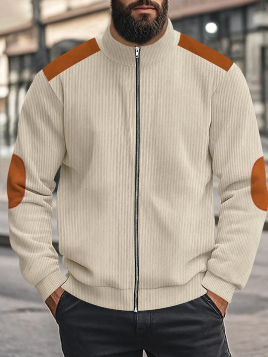 Men's Full Size Zip Up Long Sleeve Jacket Plus Size Trendsi
