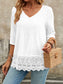 Lace Hem V-Neck Blouse nicholesgifts