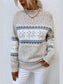 Women Snowflake Pattern Mock Neck Sweater nicholesgifts