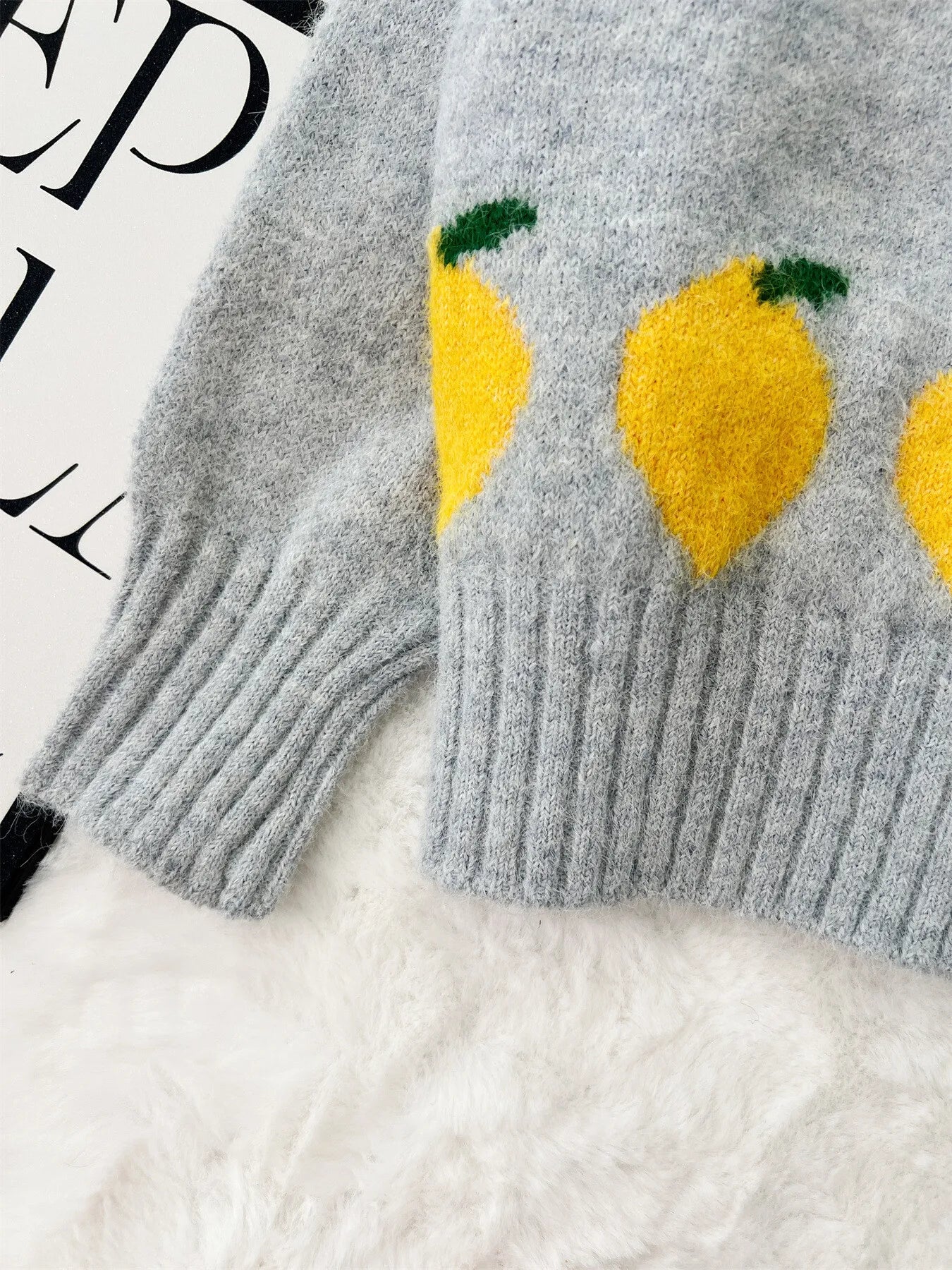Lemon Pattern Button-Up Cardigan