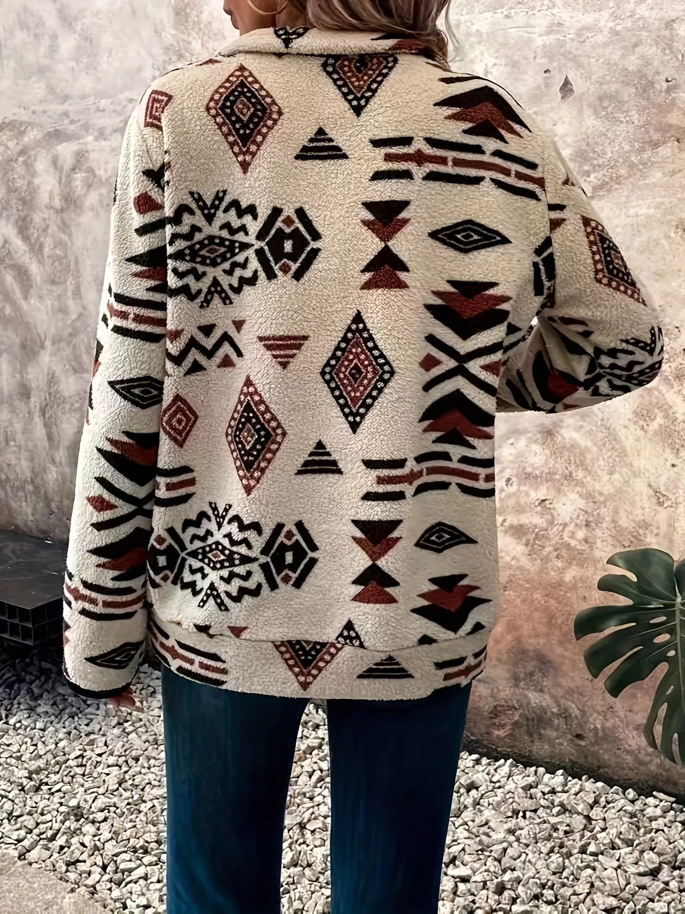 Geometric Half Zip Long Sleeve Sweatshirt nicholesgifts