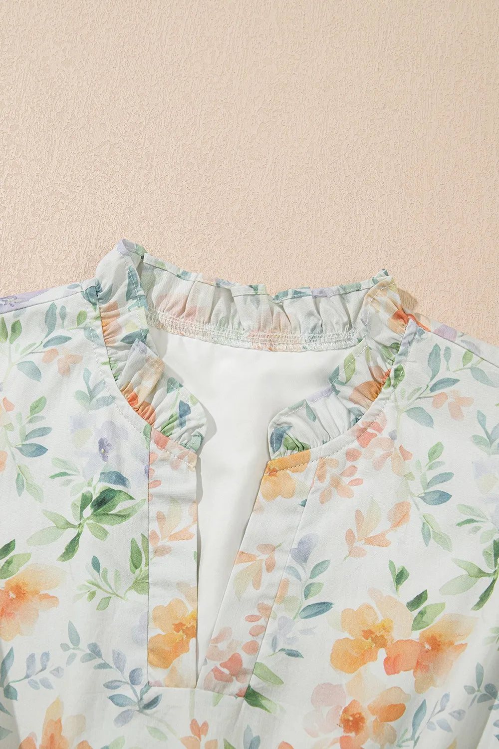 Frill Notched Puff Sleeve Dress Trendsi
