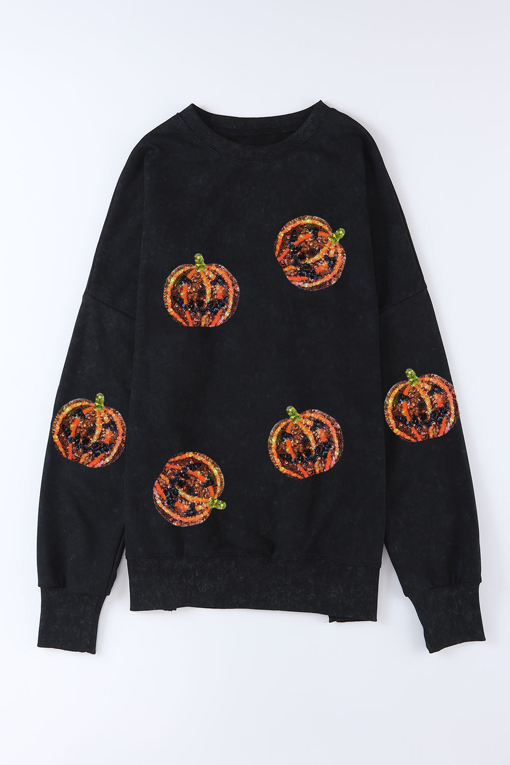 Pumpkin Print Dropped Shoulder Sweatshirt NicholesGifts