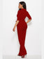 Mock Neck Tie-Waist Half Sleeve Jumpsuit nicholesgifts
