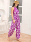 Leaf Print Sleeveless Jumpsuit nicholesgifts