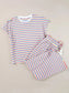 Striped Round Neck Short Sleeve Top and Pants Set nicholesgifts