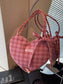 Heart-Shaped Plaid Shoulder Bag nicholesgifts