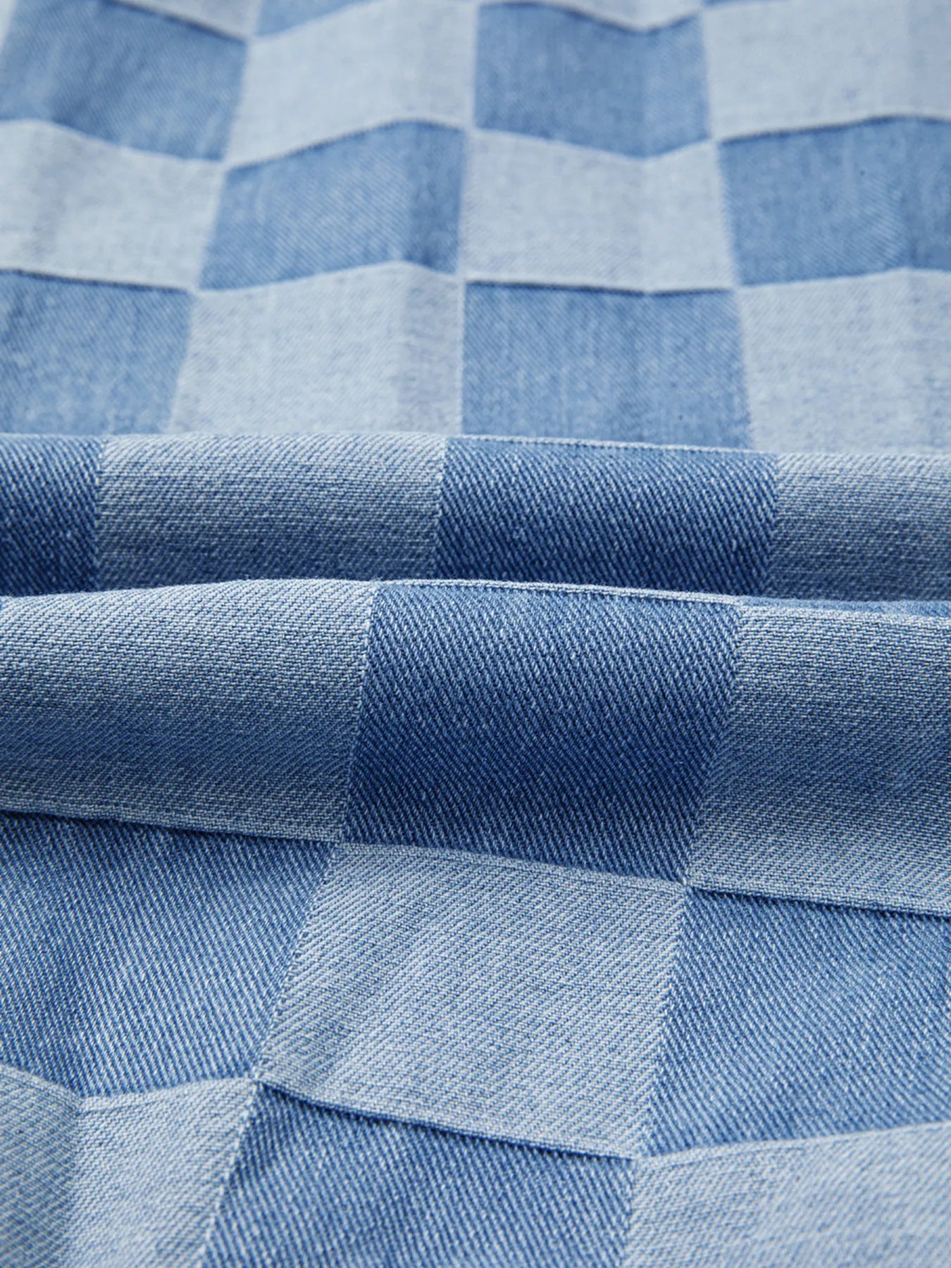 Checkerboard Splicing Raw Detail Oversized Denim Top Trendsi