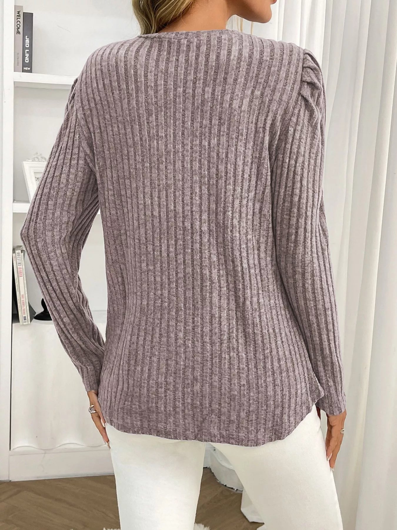 Round Neck Puff Sleeve T-Shirt Trendsi