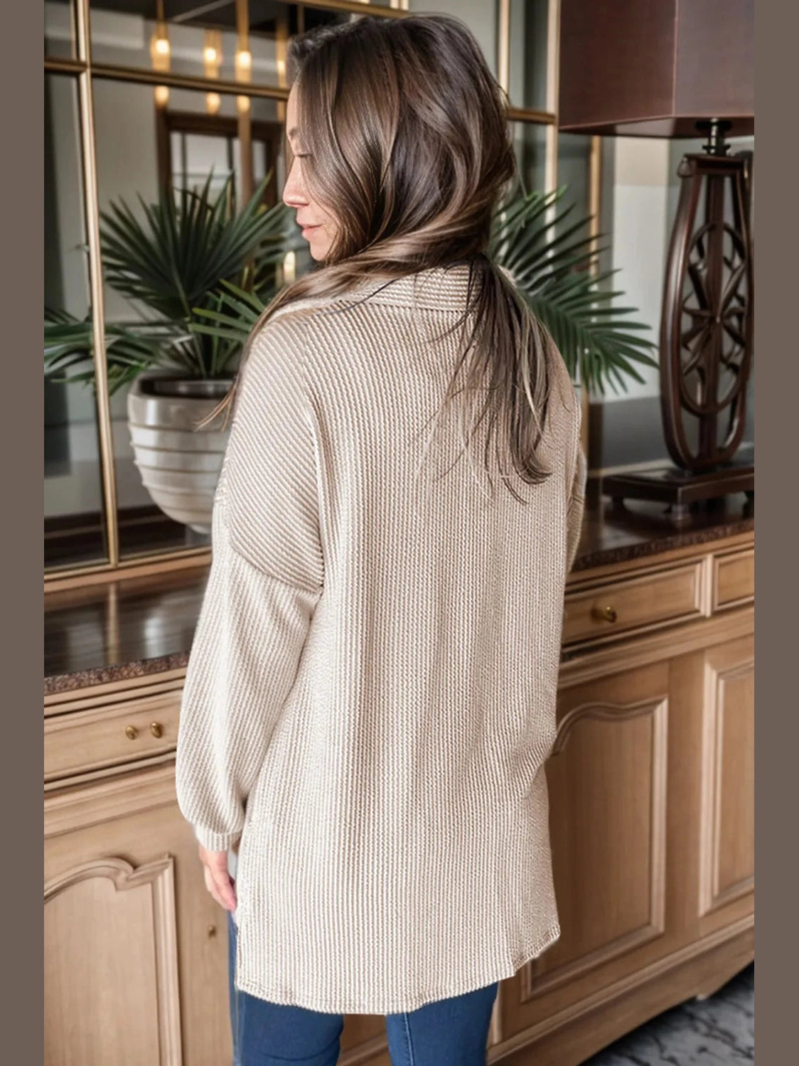 Sequin Button Up Dropped Shoulder Jacket nicholesgifts