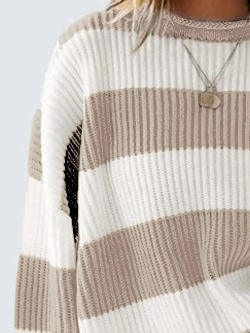 Round Neck Long Sleeve Sweater Trendsi