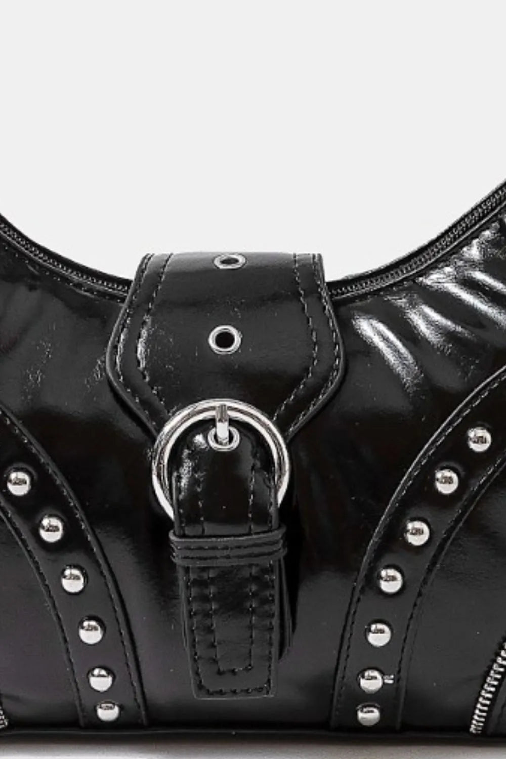 Fame Faux Leather Studded Trim Shoulder Bag Trendsi
