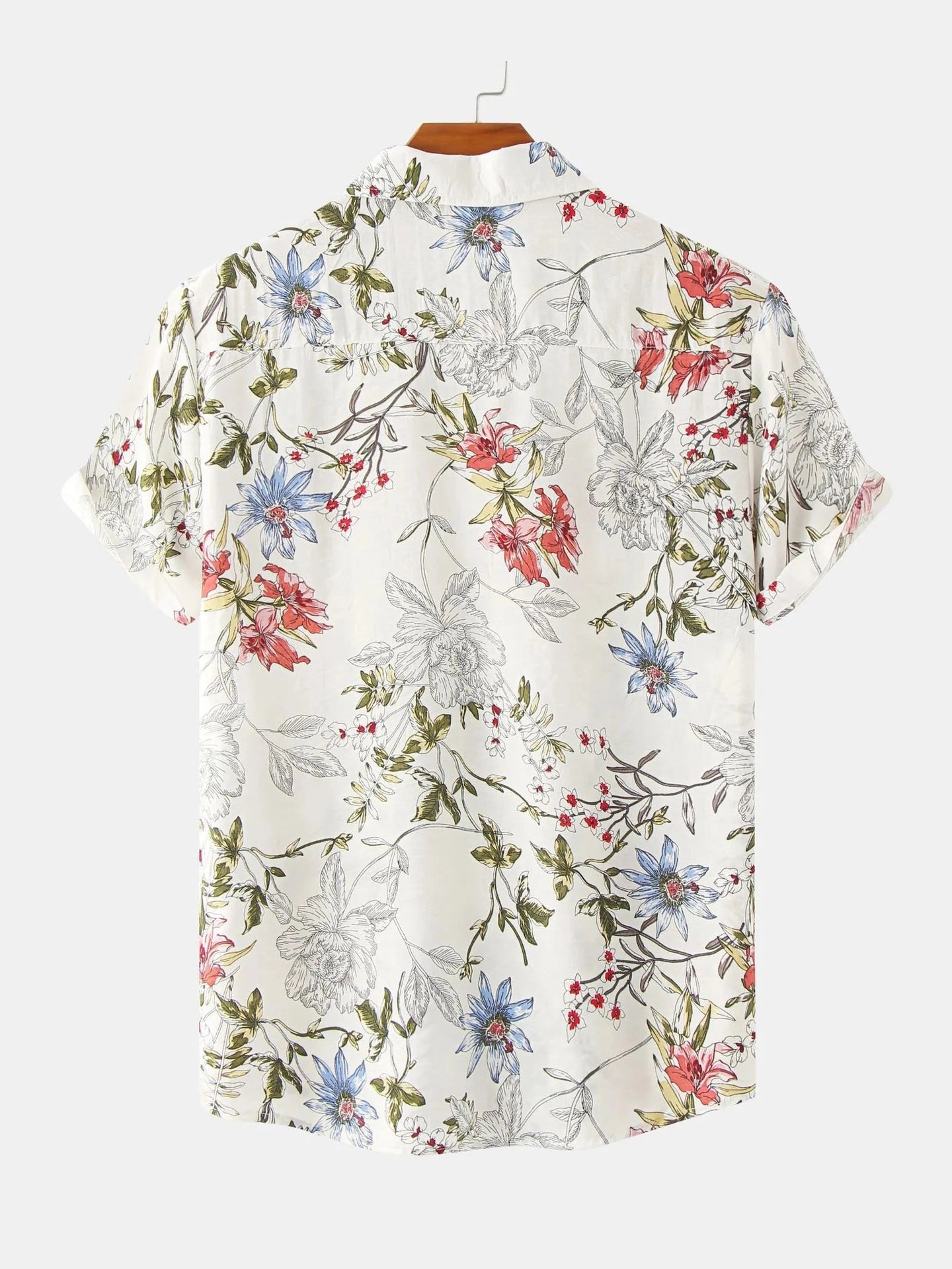 Men's Plus Size Floral Print Short Sleeve Button Down Casual Shirt Trendsi
