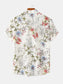 Men's Plus Size Floral Print Short Sleeve Button Down Casual Shirt nicholesgifts