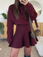 Turtleneck Dropped Shoulder Sweater and Skirt Set nicholesgifts