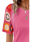 Geometric Round Neck Short Sleeve Blouse nicholesgifts