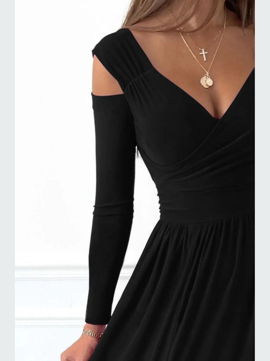 Slit Surplice Long Sleeve Maxi Dress nicholesgifts