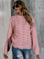 Openwork Mock Neck Long Sleeve Sweater nicholesgifts