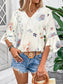 Ruffled Printed V-Neck Half Sleeve Blouse nicholesgifts
