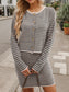 Striped Long Sleeve Top and Skirt Set nicholesgifts