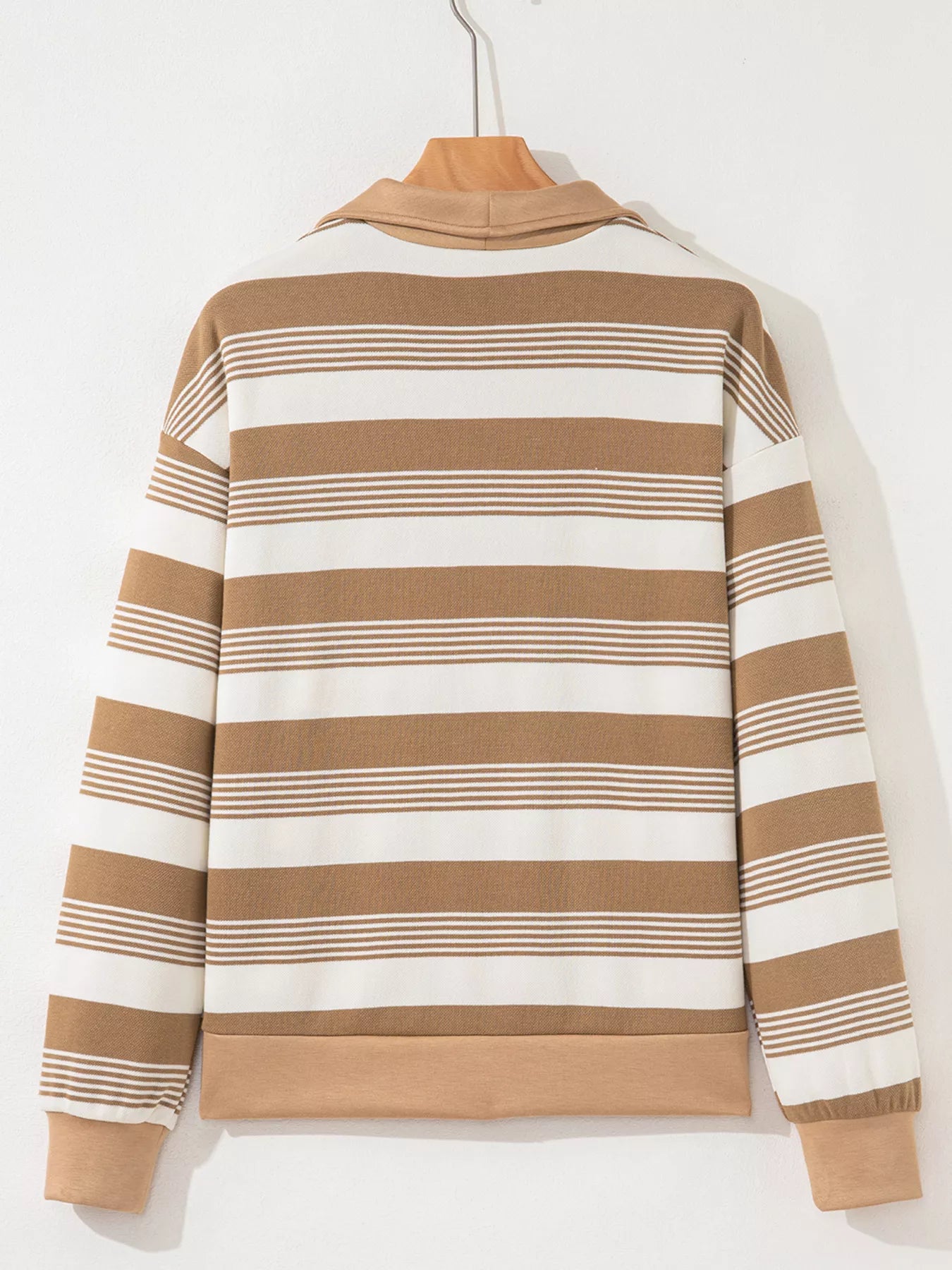 Stripe Zip Collar Patchwork Vintage Sweatshirt nicholesgifts