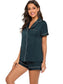 Printed Button Up Short Sleeve Top and Shorts Lounge Set nicholesgifts