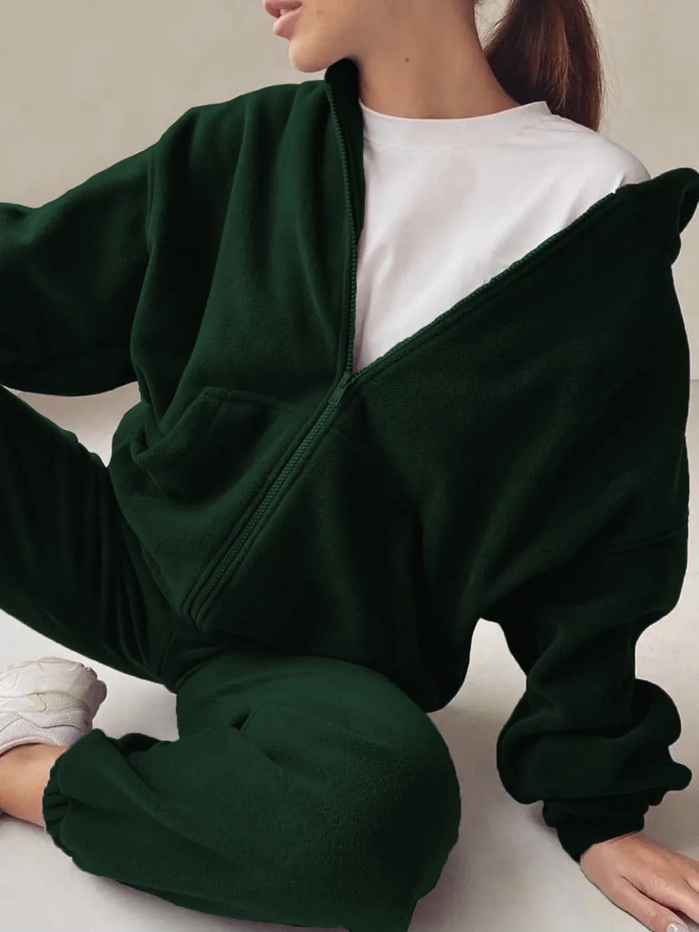 Zip Up Long Sleeve Hoodie and Joggers Set nicholesgifts