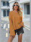 High-Low Slit Round Neck Long Sleeve Sweater nicholesgifts