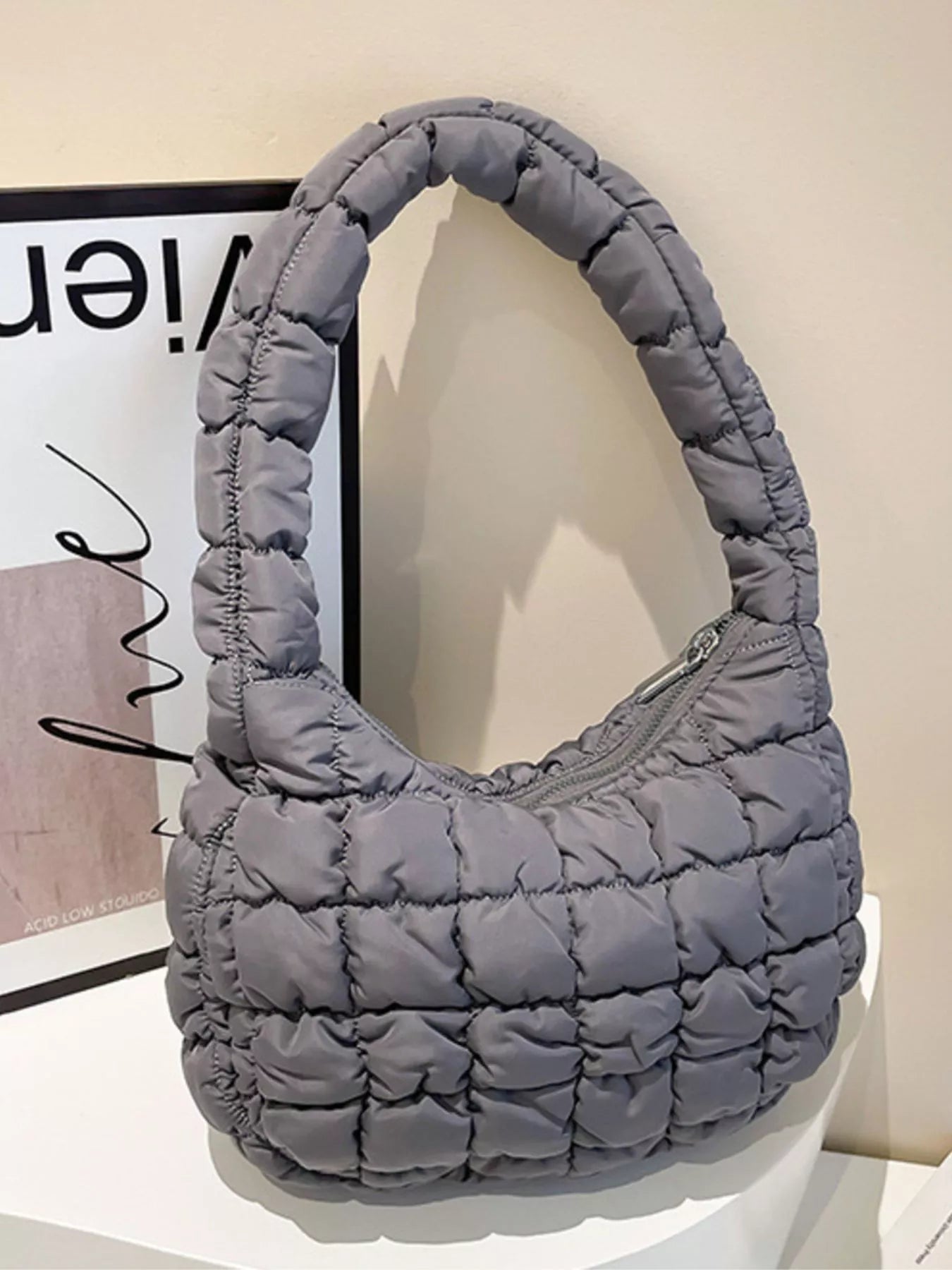 Quilted Ruched Shoulder Bag nicholesgifts