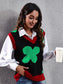 Four Leaf Clover V-Neck Sweater Vest Trendsi