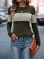 Color Block Round Neck Long Sleeve Top nicholesgifts