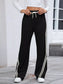 Women Side Striped Wide Leg Pants nicholesgifts