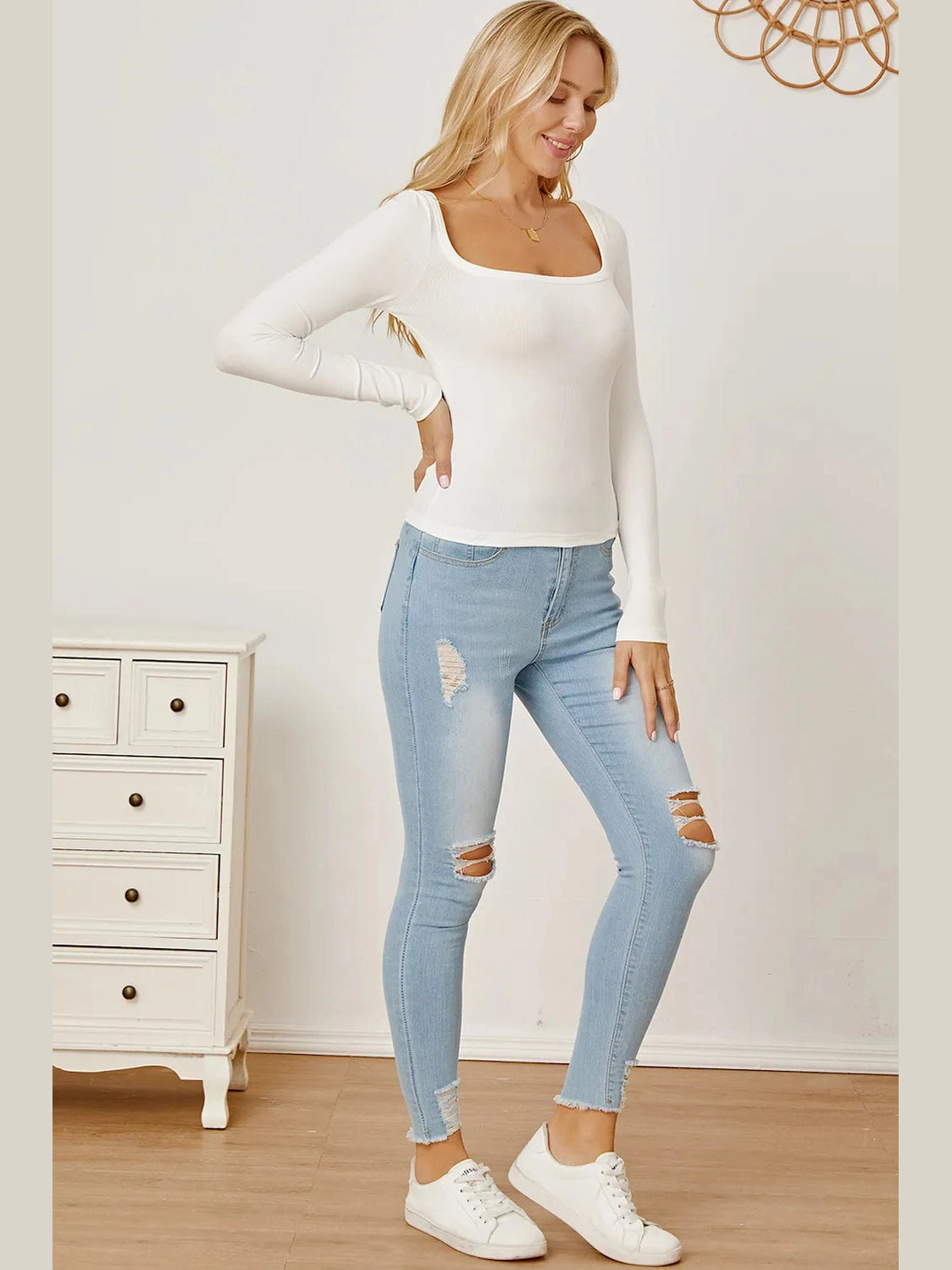 Square Neck Long Sleeve T-Shirt NicholesGifts