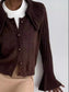 Women Button Up Flare Sleeve Cardigan Sweater nicholesgifts