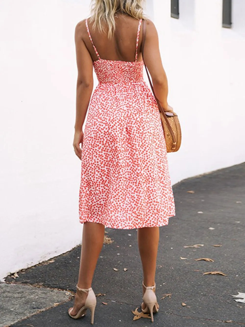 Cutout Smocked Sweetheart Neck Cami Dress nicholesgifts