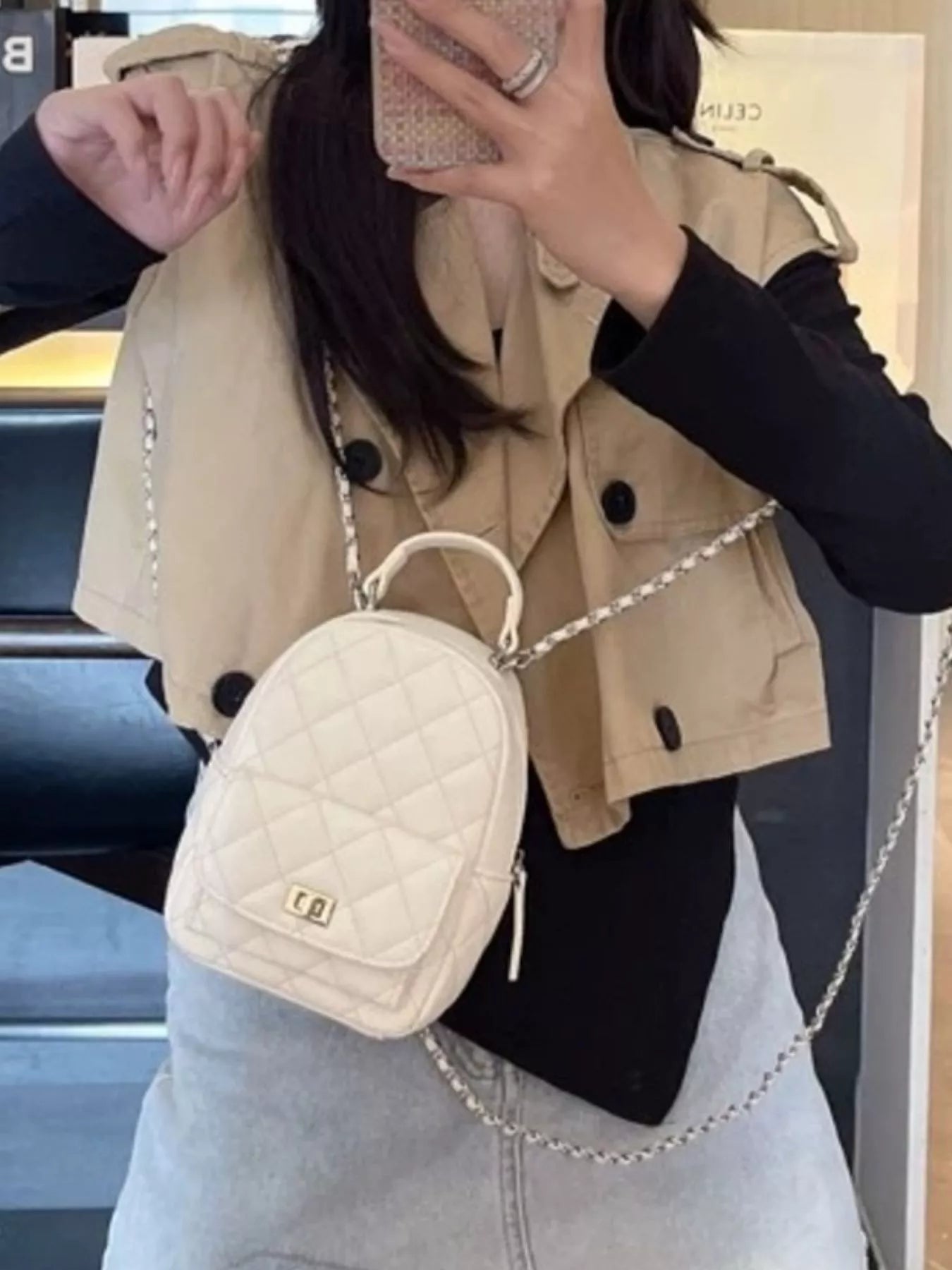 Quilted Mini Backpack Bag nicholesgifts