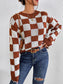 Checkered Round Neck Sweater Trendsi