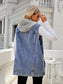 Drawstring Pocketed Button Up Sleeveless Denim Jacket nicholesgifts