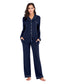 Collared Neck Long Sleeve Loungewear Set with Pockets nicholesgifts