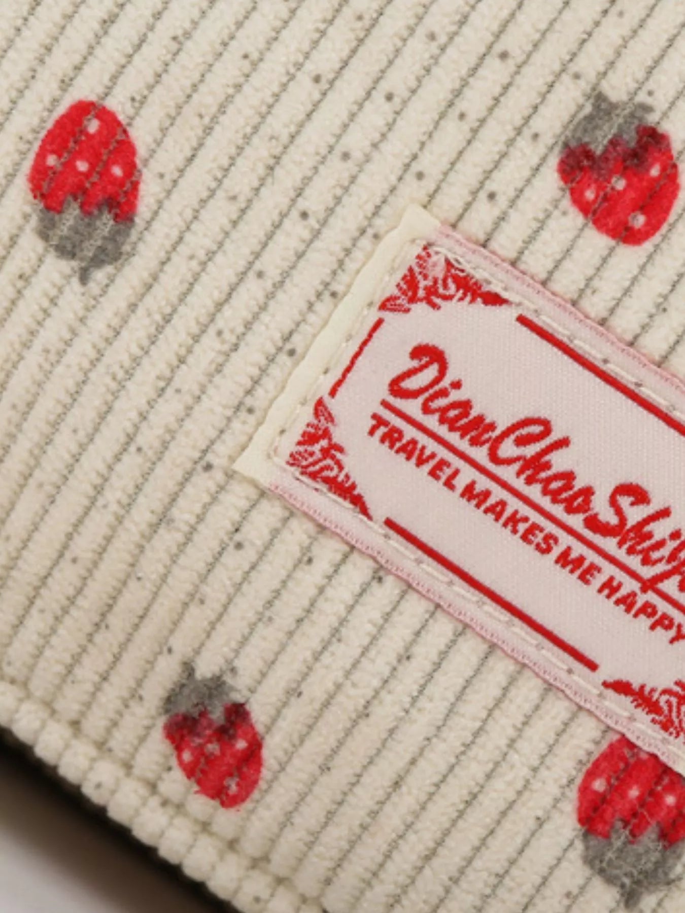 Strawberry Print Corduroy Travel Bag nicholesgifts