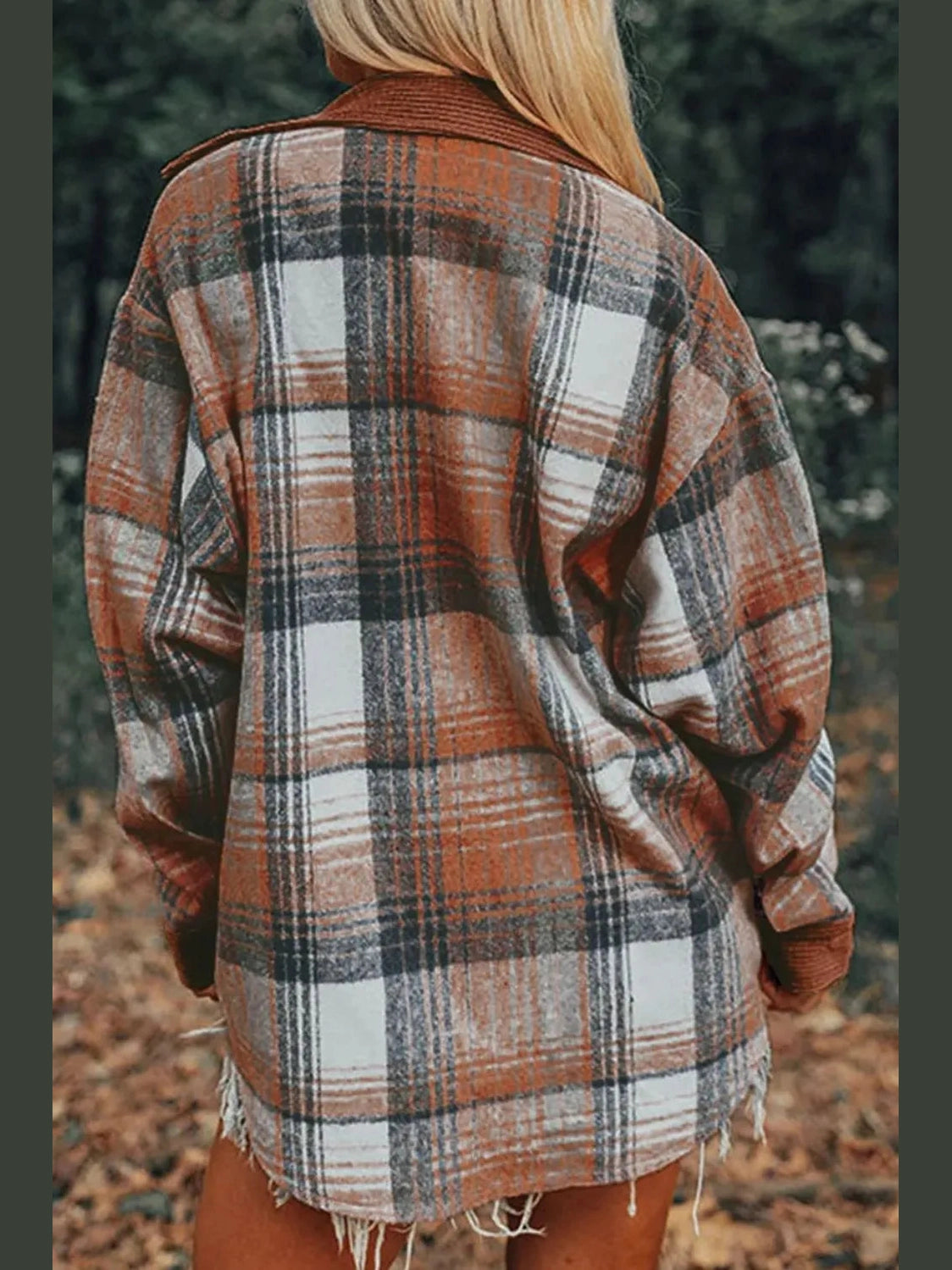 Plaid Button Up Long Sleeve Shacket nicholesgifts