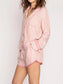 Striped Collared Neck Long Sleeve Top and Shorts Lounge Set nicholesgifts