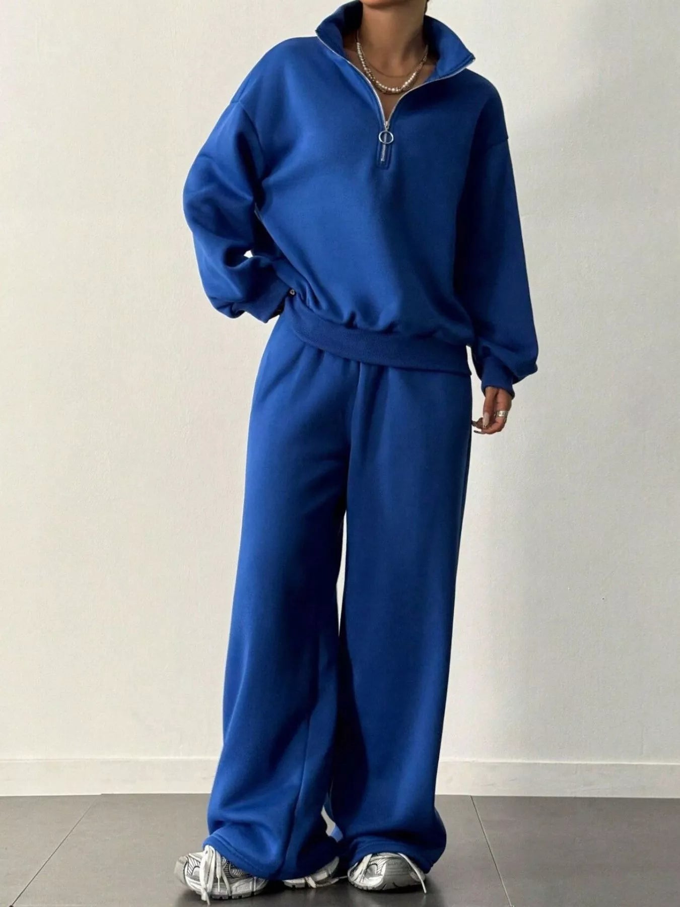 Half-Zip Long Sleeve Sweatshirt and Pants Set nicholesgifts