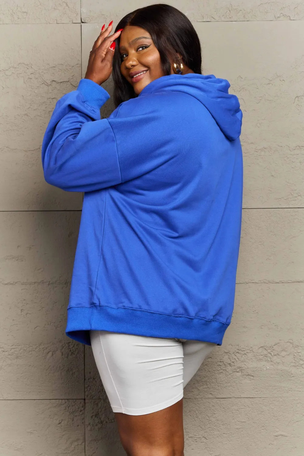 Full Size Drawstring Long Sleeve Hoodie Trendsi