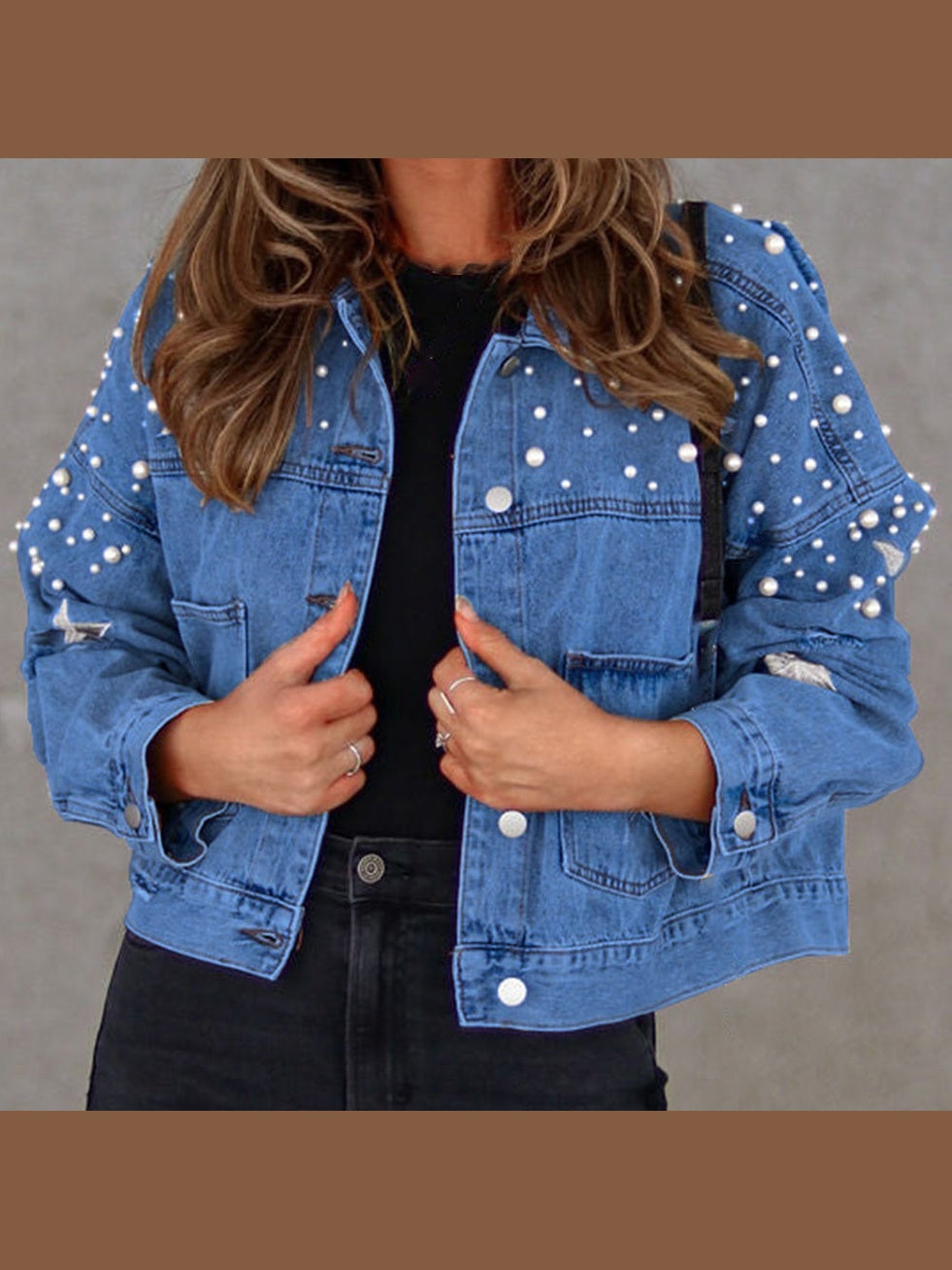 Bead Detail Denim Jacket nicholesgifts