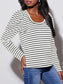 Striped Round Neck Long Sleeve T-Shirt nicholesgifts