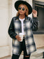 Ivy Lane Plaid Button Down Raglan Sleeve Jacket nicholesgifts