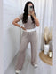 Contrast Trim Round Neck Top and Pants Set nicholesgifts