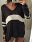 Striped V-Neck Long Sleeve Sweater nicholesgifts